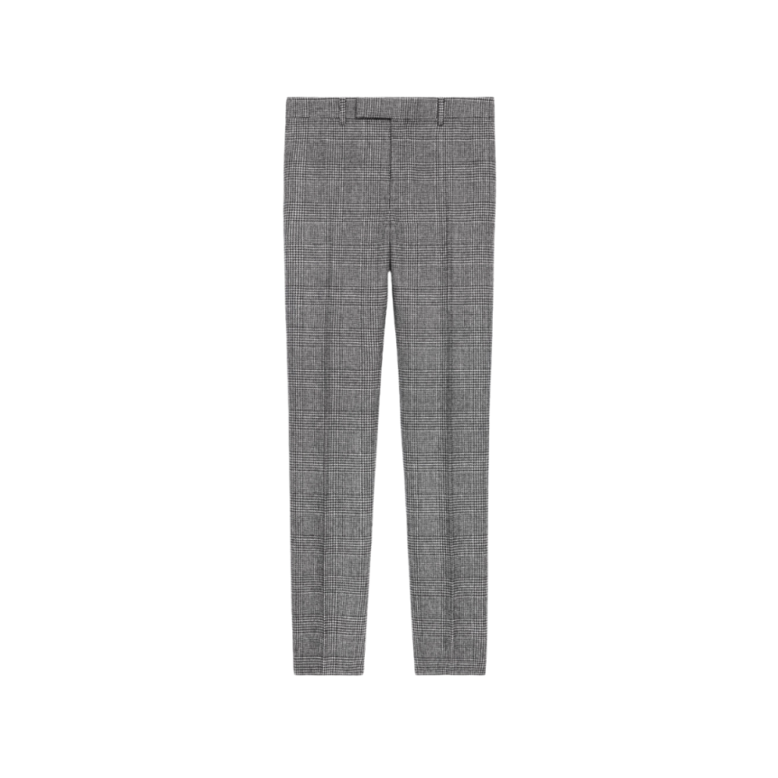 Pantalon CELINE Mods classique laine prince de galles gris
