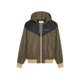 Blouson capuche nylon marron logo triomphe beige V noir