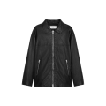 Blouson zippé cuir agneau noir col chemise