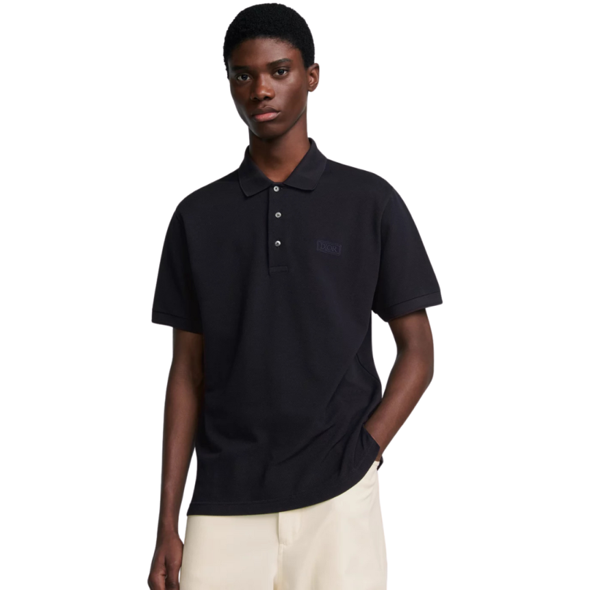 Polo Dior Icons piqué de coton soie bleu marine