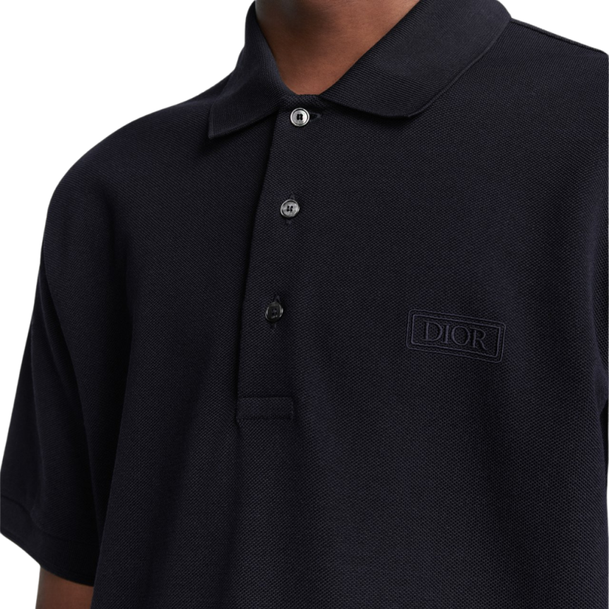 Polo Dior Icons piqué de coton soie bleu marine