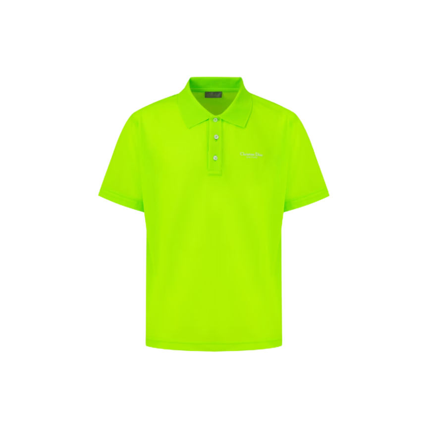 Polo DIOR coton piqué vert fluo broderie Christian DIOR