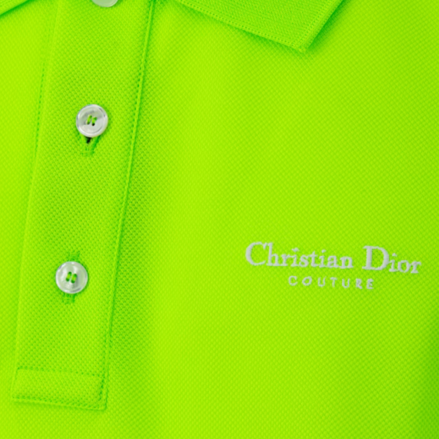 Polo DIOR coton piqué vert fluo broderie Christian DIOR