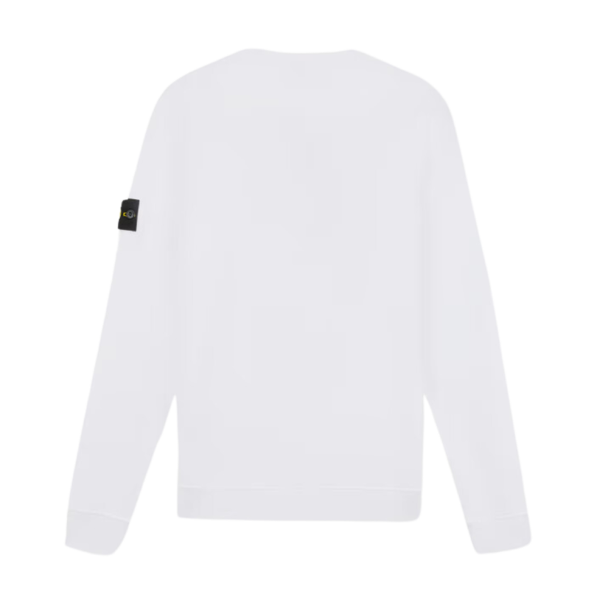 Sweat-shirt STONE ISLAND ras-du-cou coton molletonné côtelé blanc