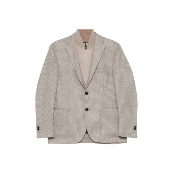 Veste blazer CORNELIANI laine coton chevrons beige