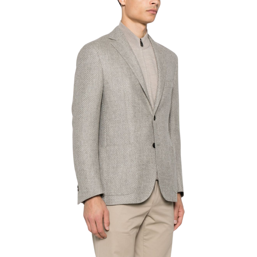Veste blazer CORNELIANI laine coton chevrons beige