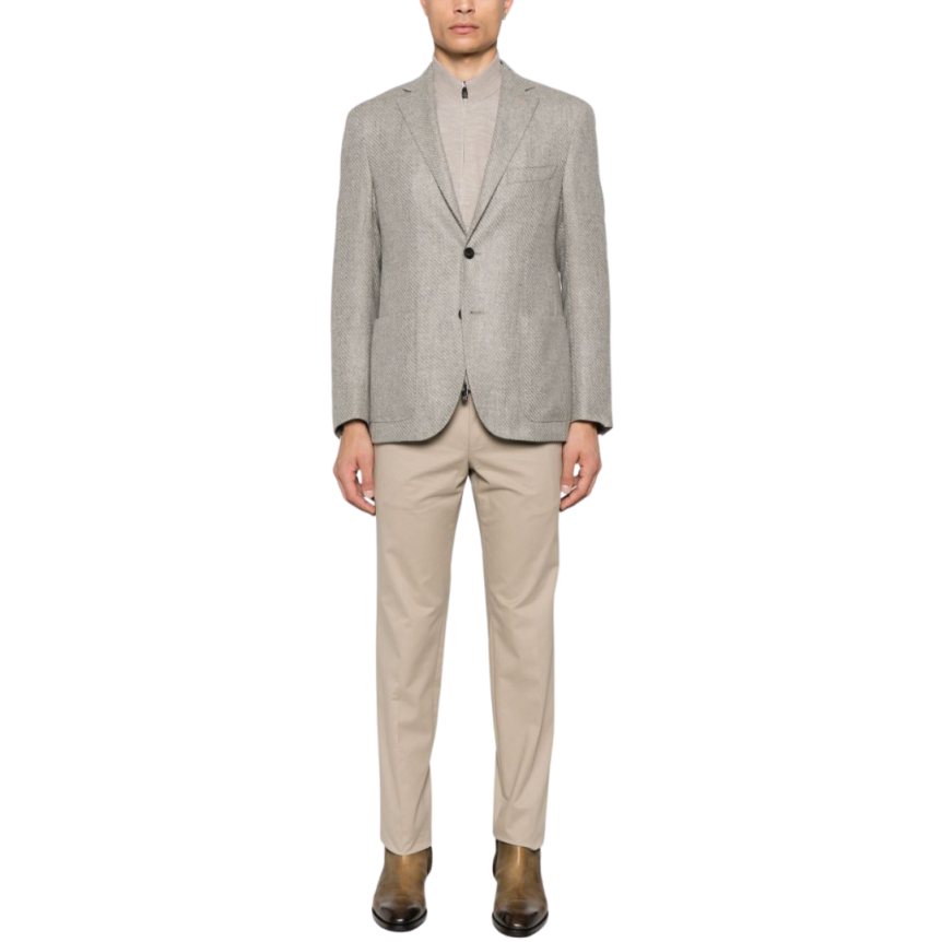 Veste blazer CORNELIANI laine coton chevrons beige