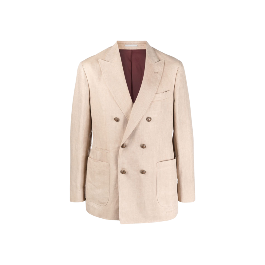 Veste blazer BRUNELLO CUCINELLI croisé lin beige
