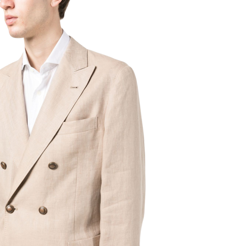 Veste blazer BRUNELLO CUCINELLI croisé lin beige