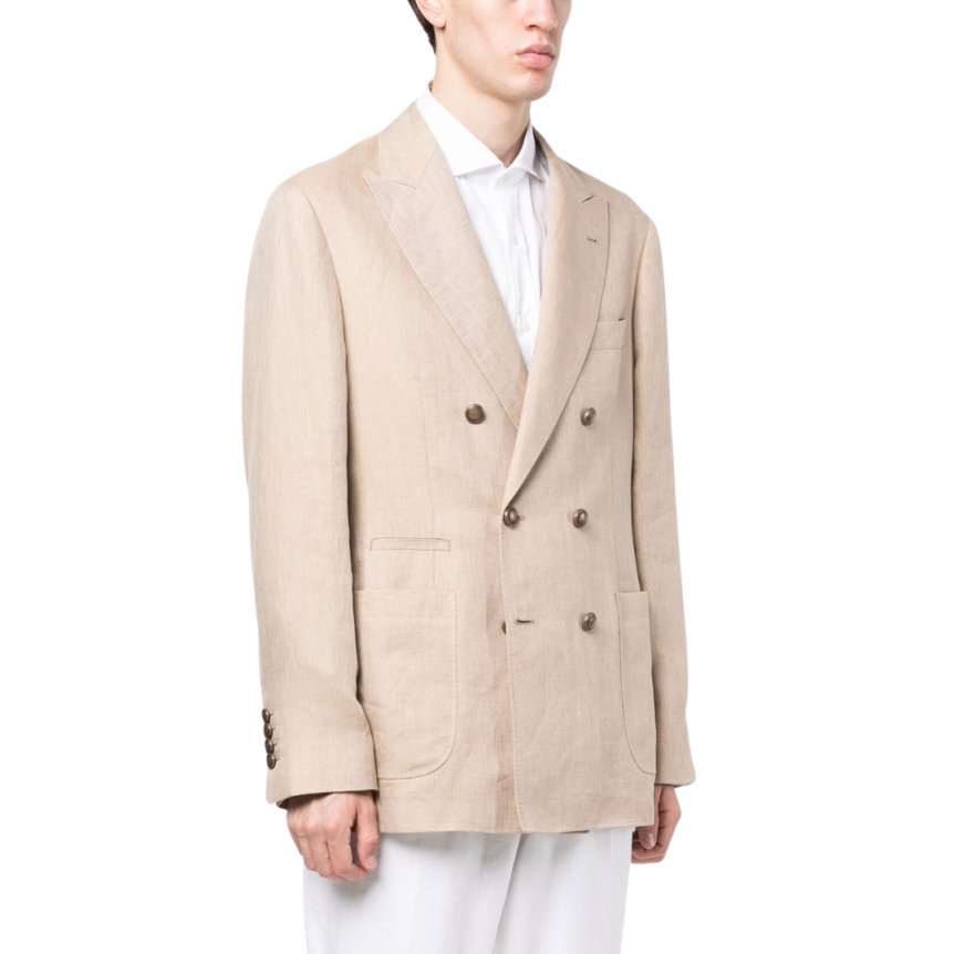 Veste blazer BRUNELLO CUCINELLI croisé lin beige