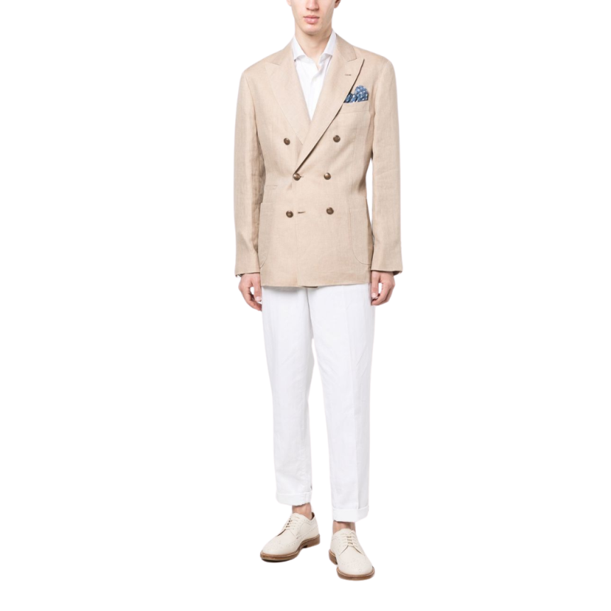 Veste blazer BRUNELLO CUCINELLI croisé lin beige