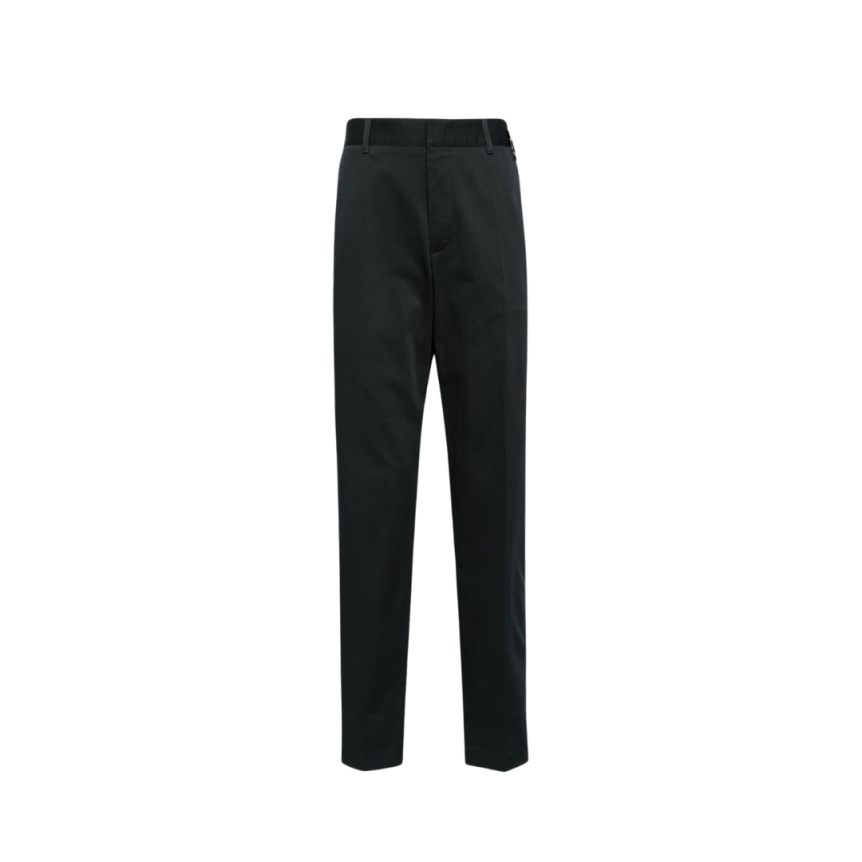 Pantalon droit slim coton bleu marine patch Fendi noir