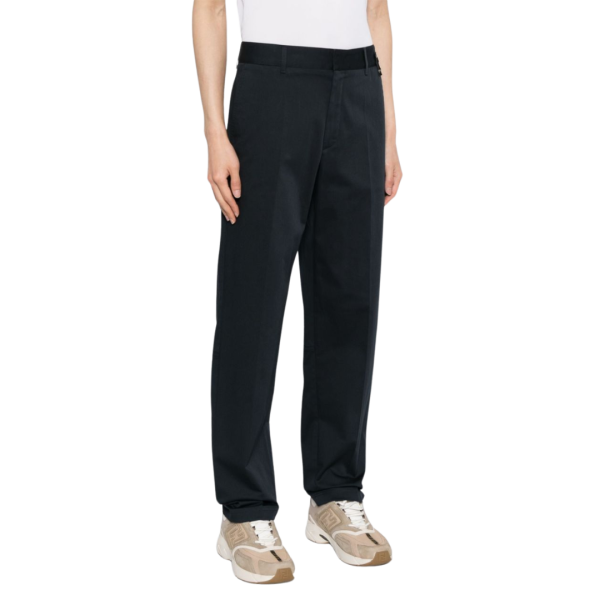 Pantalon droit slim coton bleu marine patch Fendi noir