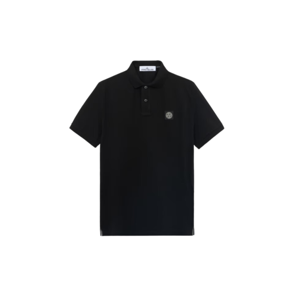 Polo STONE ISLAND manche courte piqué de coton stretch noir