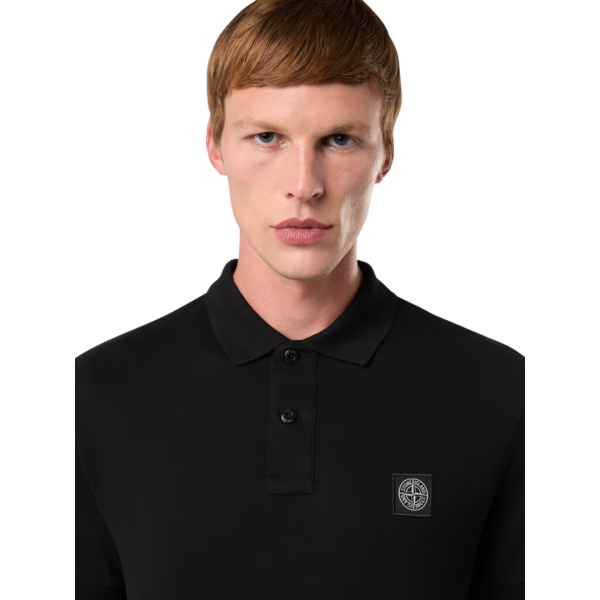 Polo STONE ISLAND manche courte piqué de coton stretch noir