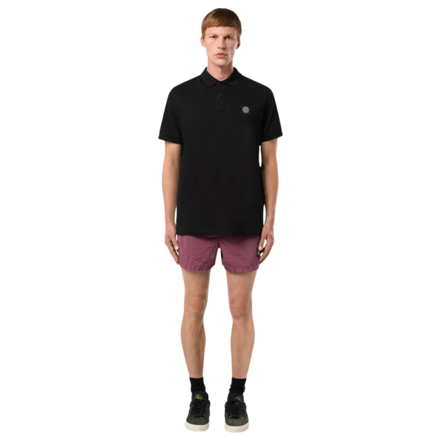 Polo STONE ISLAND manche courte piqué de coton stretch noir