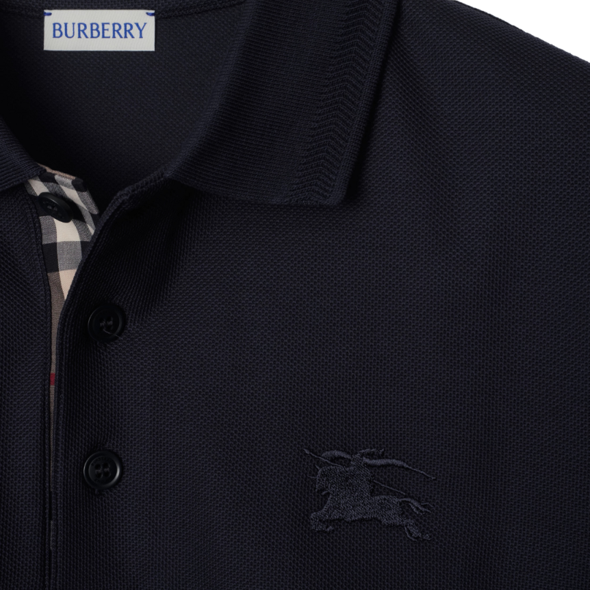 Polo BURBERRY Eddie manches courtes coton piqué bleu marine broderie logo EDK