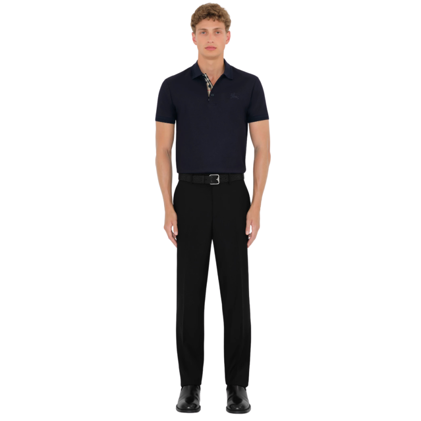 Polo BURBERRY Eddie manches courtes coton piqué bleu marine broderie logo EDK