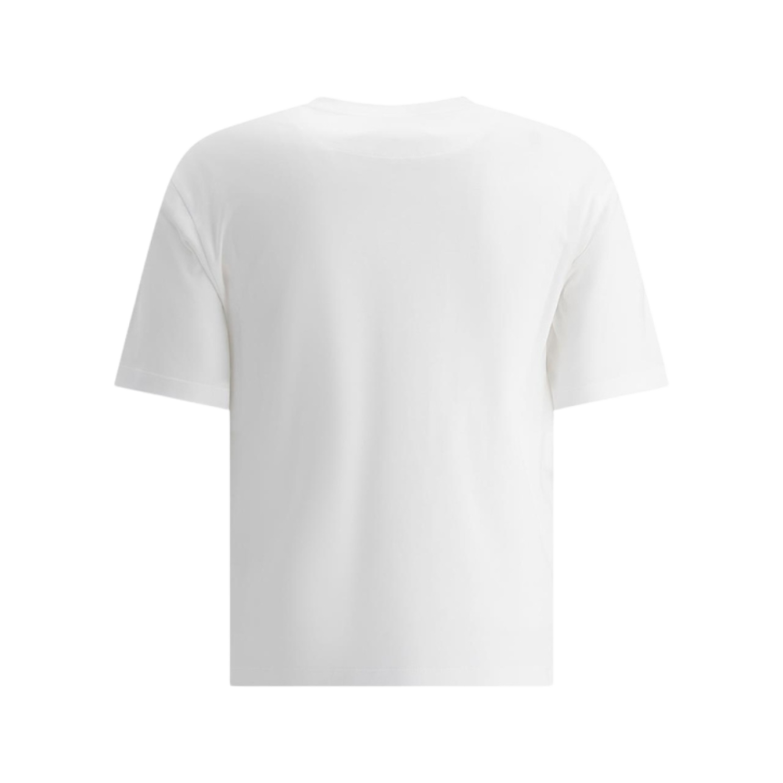 T-shirt PRADA col rond coton blanc broderie logo or