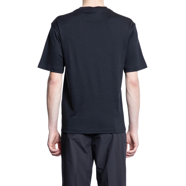 T-shirt PRADA col rond coton noir broderie logo or