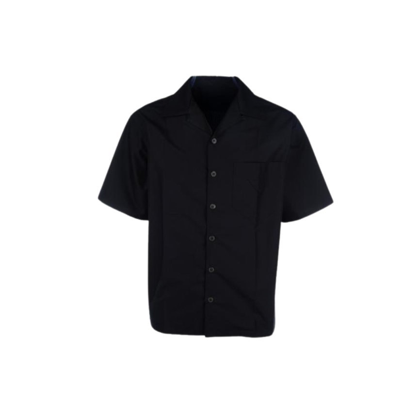 Chemise manche courte PRADA col cranté coton technique noir