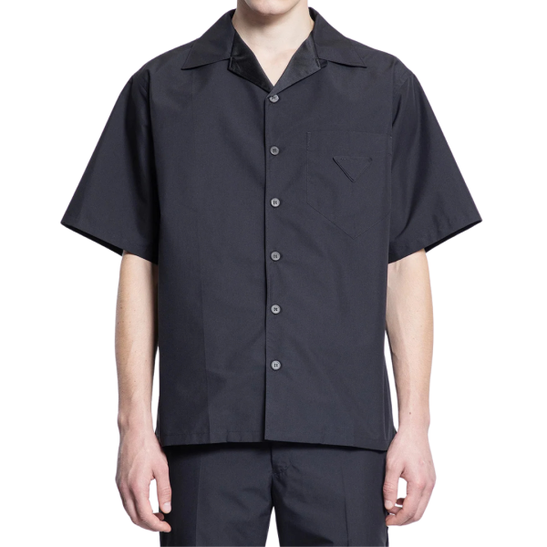 Chemise manche courte PRADA col cranté coton technique noir