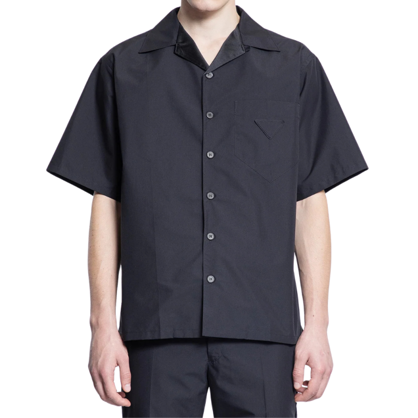 Chemise manche courte PRADA col cranté coton technique noir
