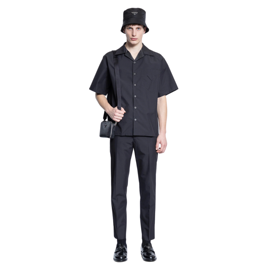 Pantalon droit PRADA coton technique noir