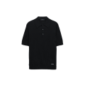 Polo classique soie noir logo jacquard blanc