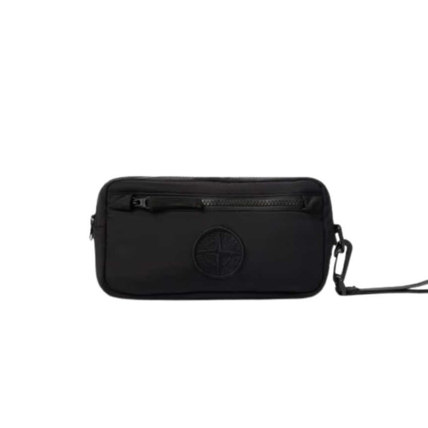 Sac pochette STONE ISLAND nylon métal Econyl ® noir sangle
