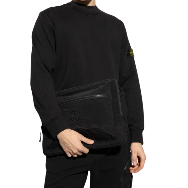 Pochette zippée STONE ISLAND ordinateur nylon noir