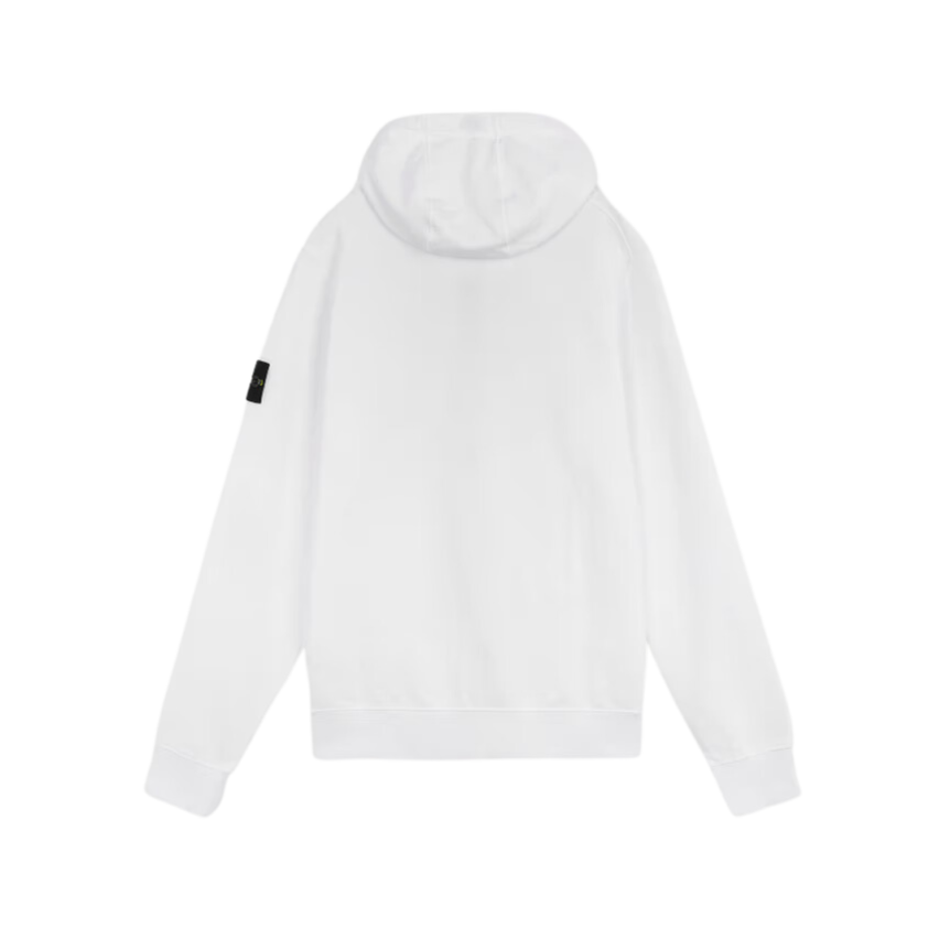 Sweat-shirt zippé à capuche STONE ISLAND coton molleton blanc