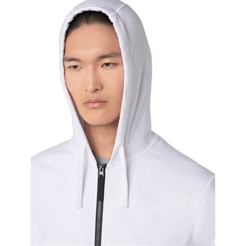 Sweat-shirt zippé à capuche STONE ISLAND coton molleton blanc