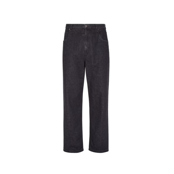 Jean FENDI 5 poches droit coton denim noir FF poche Fendi Roma
