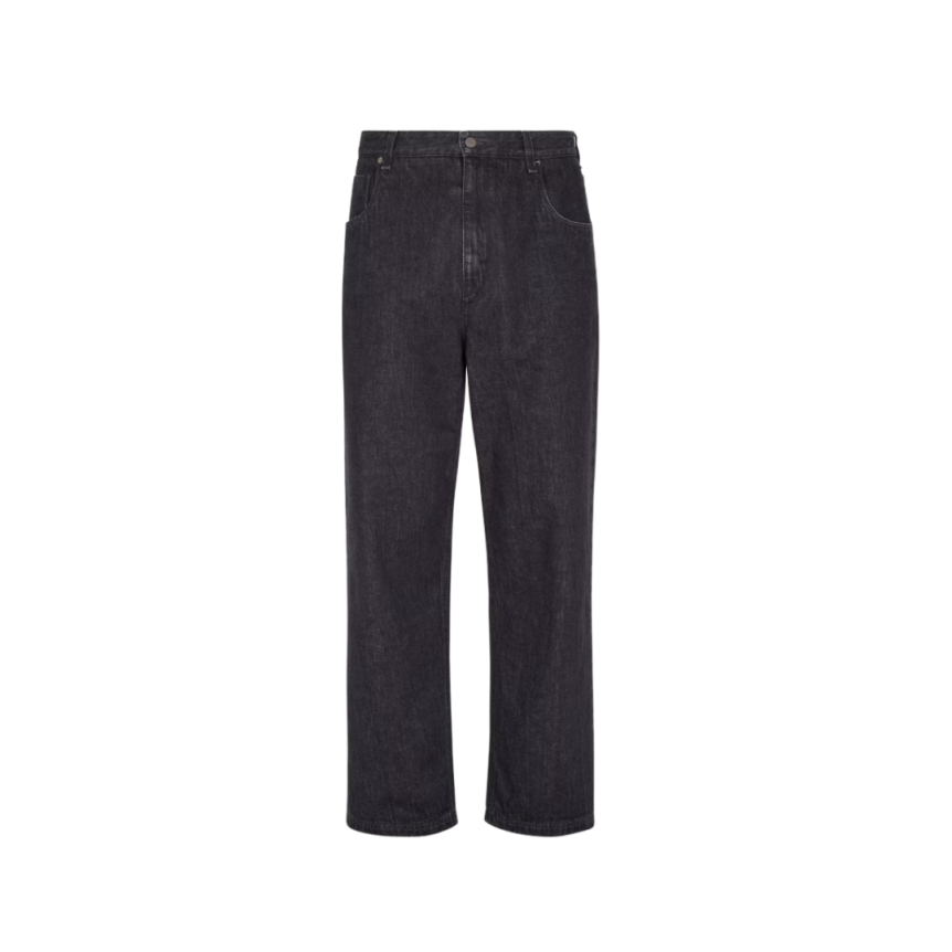 Jean FENDI 5 poches droit coton denim noir FF poche Fendi Roma
