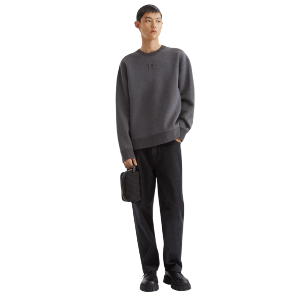 Jean FENDI 5 poches droit coton denim noir FF poche Fendi Roma