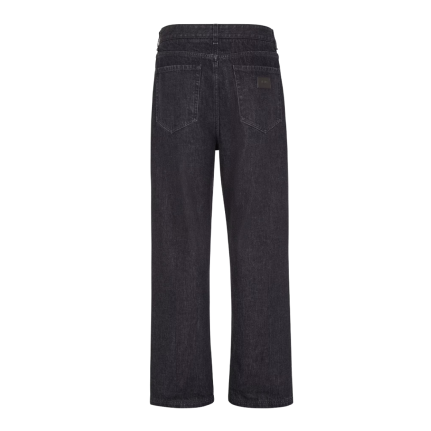 Jean FENDI 5 poches droit coton denim noir FF poche Fendi Roma
