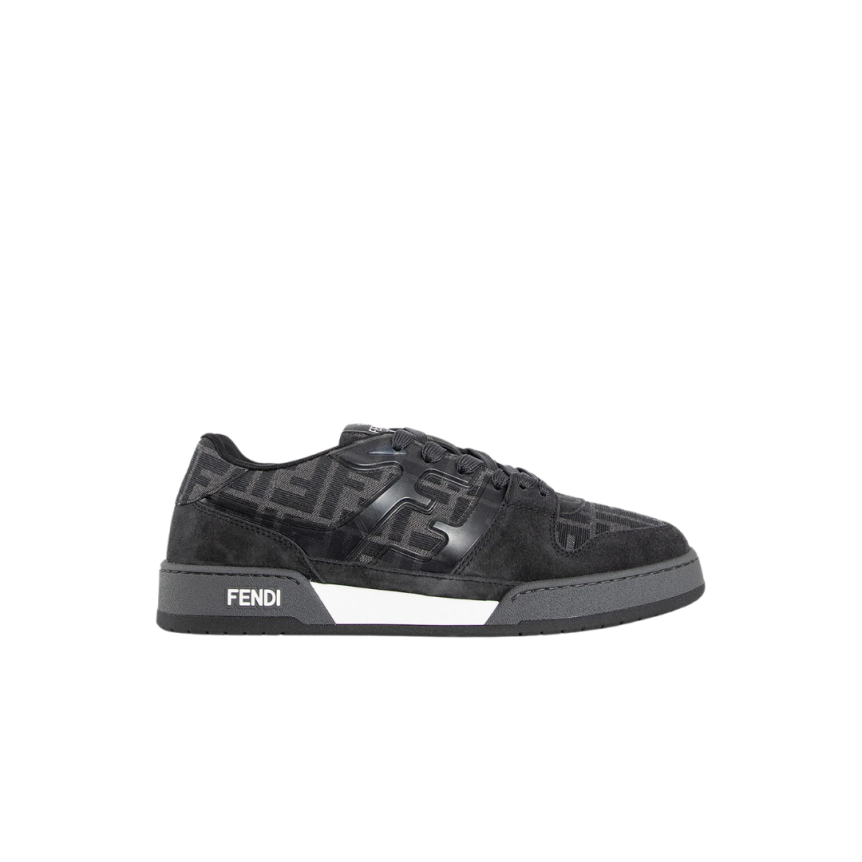 Baskets à lacets Fendi Match jacquard FF noir daim