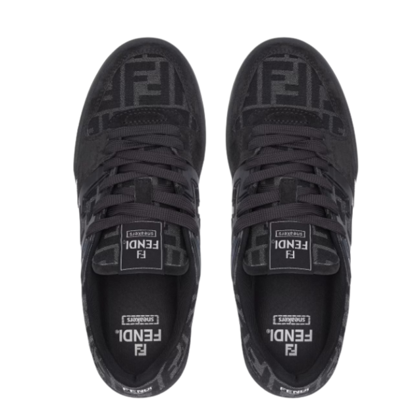 Baskets à lacets Fendi Match jacquard FF noir daim