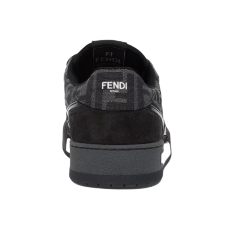 Baskets à lacets Fendi Match jacquard FF noir daim