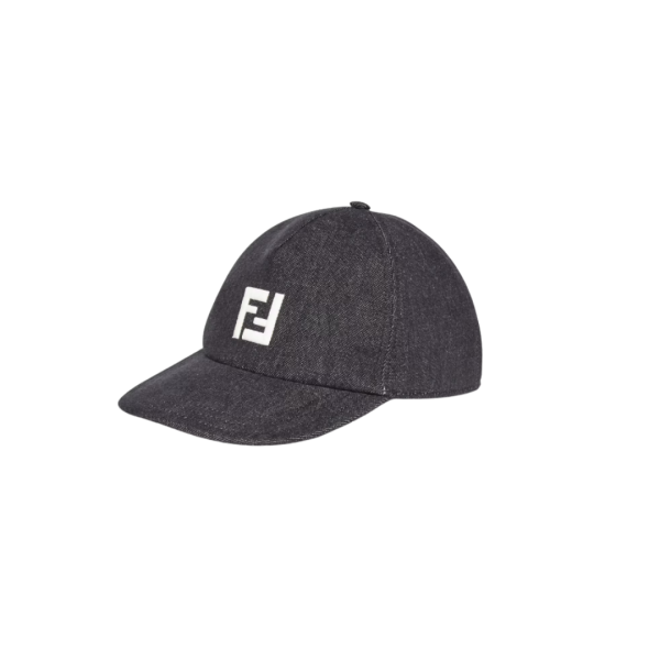 Casquette de baseball FENDI denim noir logo FF blanc