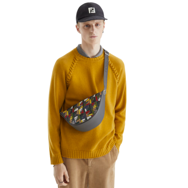 Casquette de baseball FENDI denim noir logo FF blanc