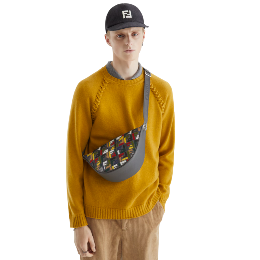 Casquette de baseball FENDI denim noir logo FF blanc