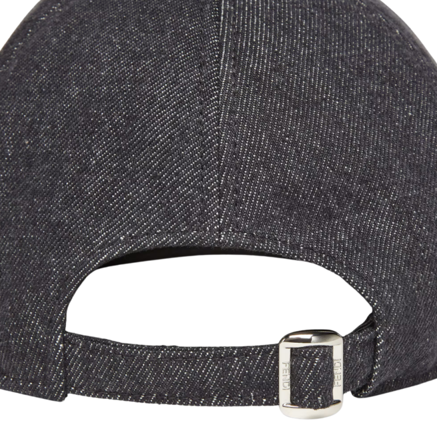 Casquette de baseball FENDI denim noir logo FF blanc