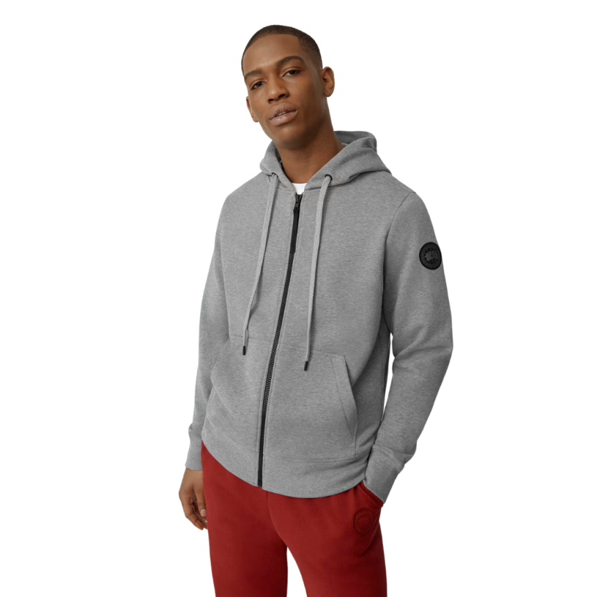 Cardigan Sweat à capuche zippé CANADA GOOSE Huron coton gris chiné