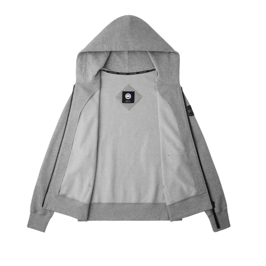 Cardigan Sweat à capuche zippé CANADA GOOSE Huron coton gris chiné