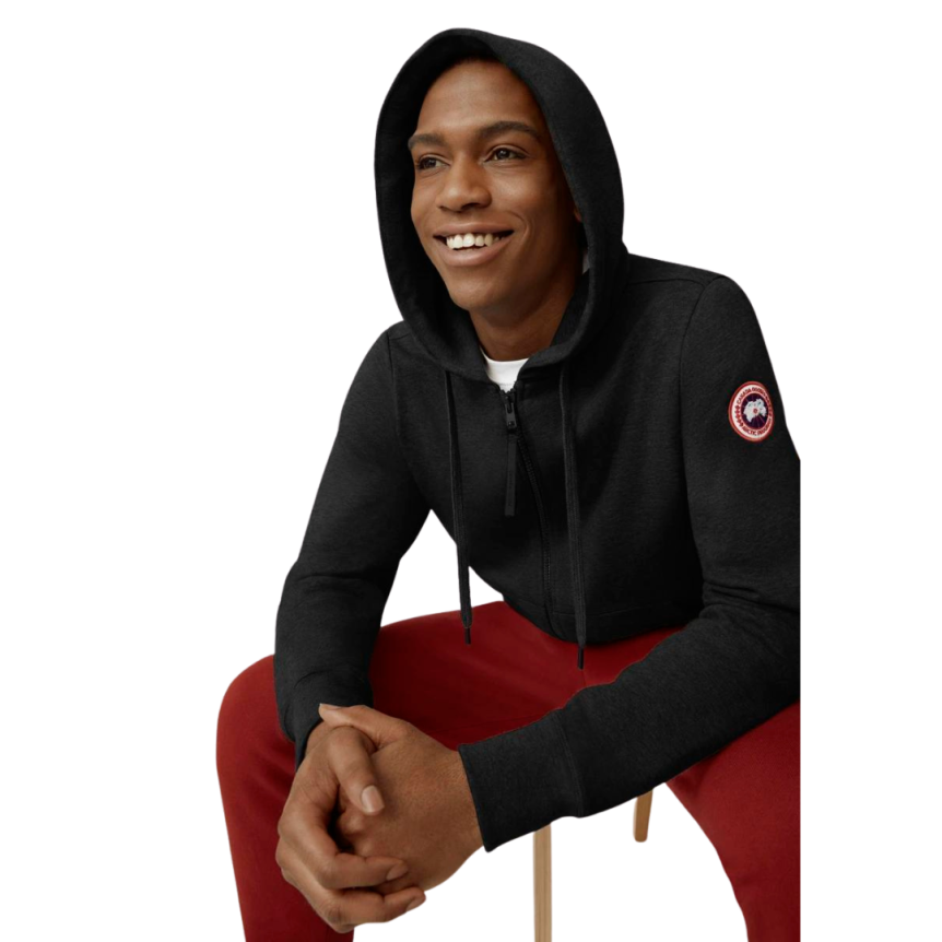 Cardigan Sweat à capuche zippé CANADA GOOSE Huron coton noir