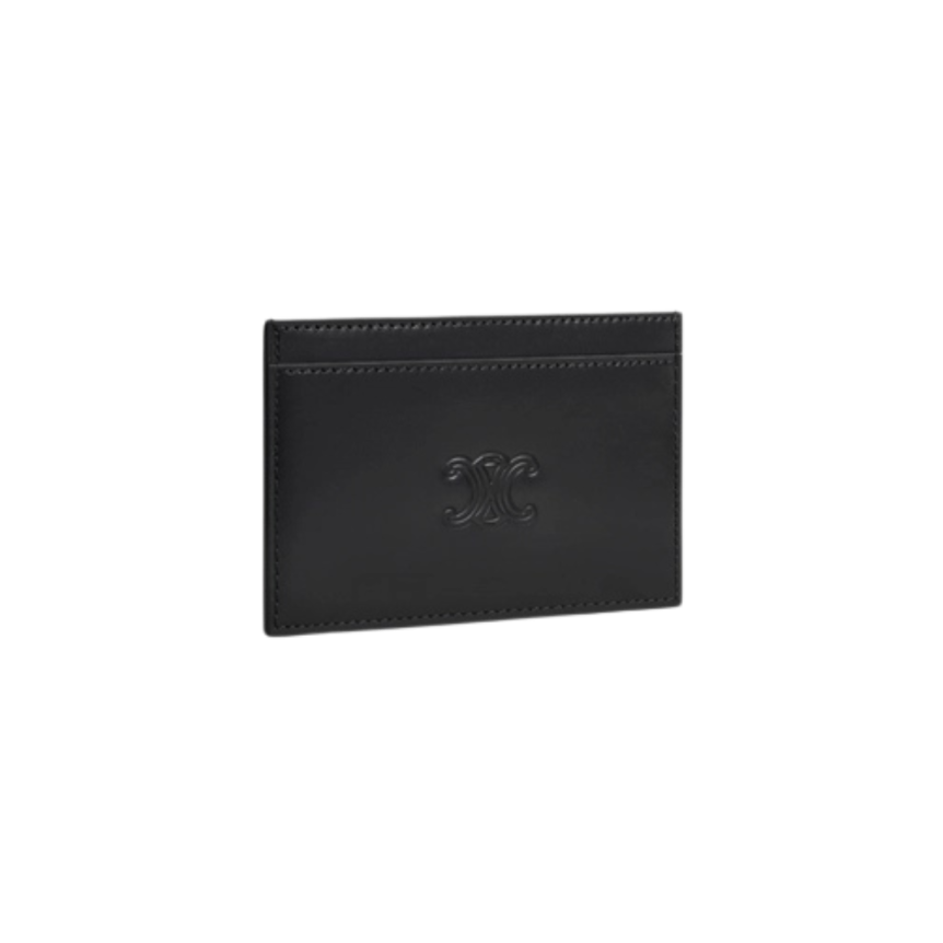 Porte cartes CELINE cuir noir logo Triomphe embossé