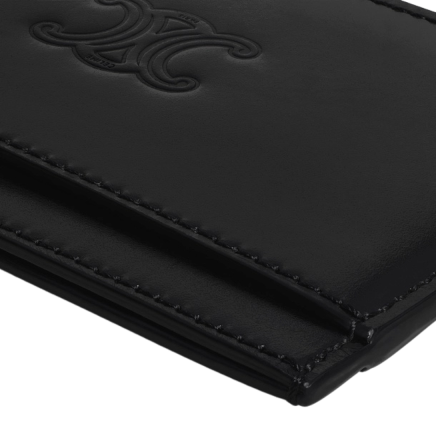 Porte cartes CELINE cuir noir logo Triomphe embossé
