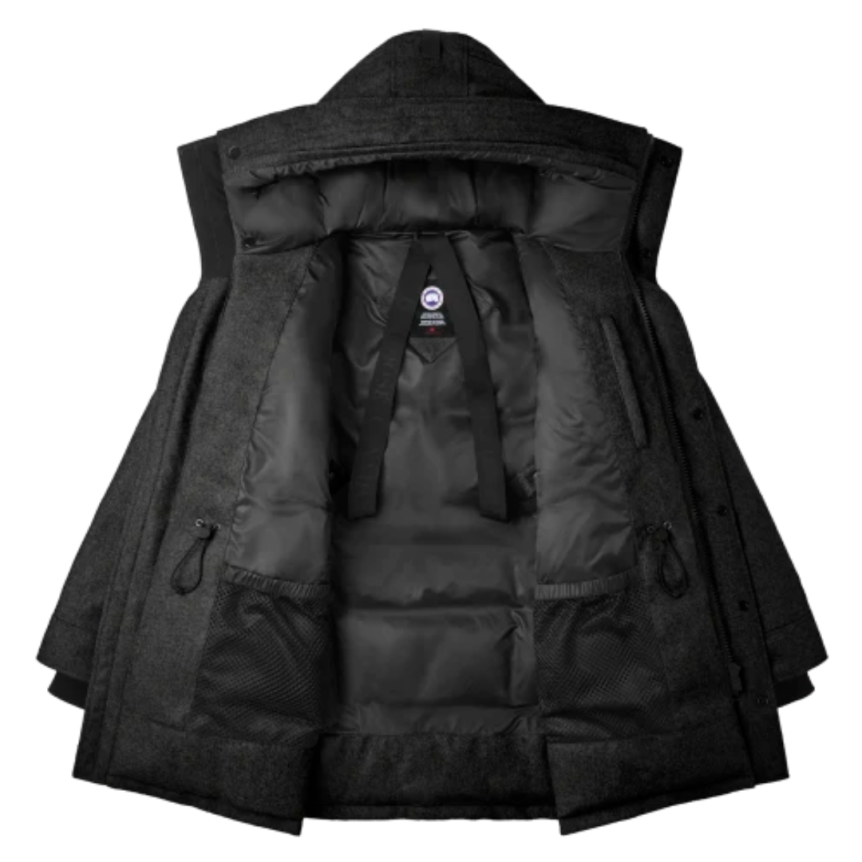 Parka capuche CANADA GOOSE Langford laine flanelle gris carbone